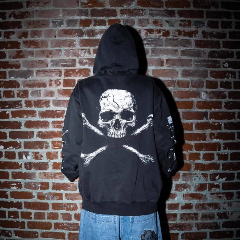 Oversized Streetwear Hoodie Women With Skull Print Casual Loose Fit 2025