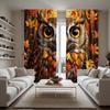 2pcs Set HD Maple Owl Decorative Curtain Yellow Tie Digital Printed Curtain Home Decoration Style Decoration Living Room Bedr