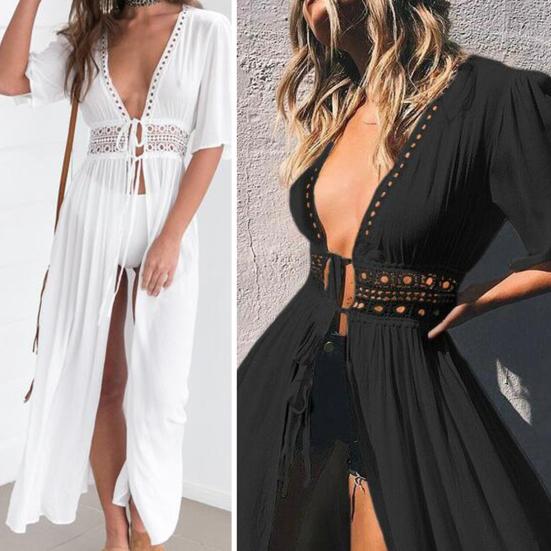 Swimsuit Cover Up Breathable Solid Color Women Sun Protection Bikini Cover-up