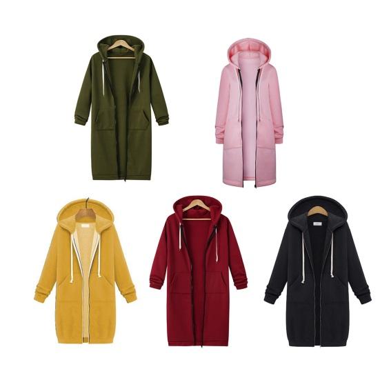 Zip Up Hoodies for Women Oversized Fleece Long Tunic Hooded Sweatshirt Fall Winter Casual Drawstring Coat with Pockets