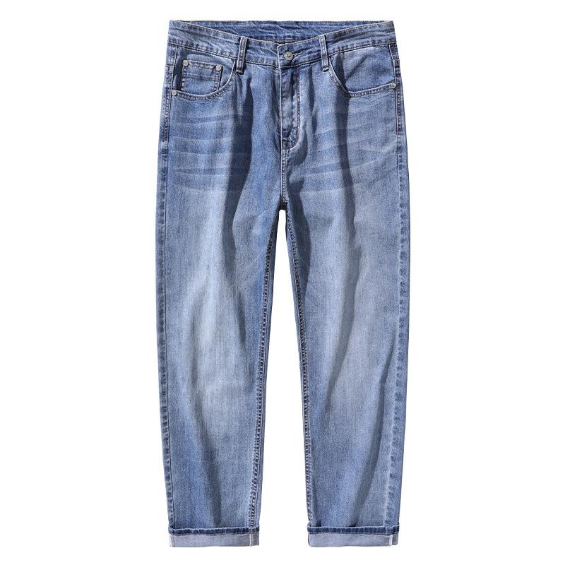 Весна и Лето Новые Мужские Свободные Маленькие Прямые Легкие Деловые Джинсы Брюки Мужские