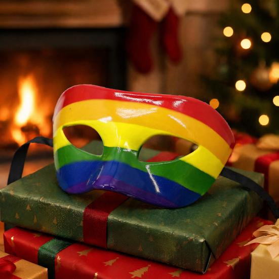 Lightweight Plastic Masque Mardi Gras for Men Women, Colorful Rainbow Masquerade Party Venetian Prom Party, Carnival, Halloween Cosplay Costume
