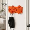 Adhesive Wall Hook No Drill Pumpkin Ghost Key Hook, 3D Printed Halloween Decor, Orange Self Holder, Hanging Door And Tile