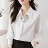 Женские блузки, рубашки, весна 2025, женская блузка с длинным рукавом, рубашка с отложным воротником, белая шифоновая блузка, рубашка, женские топы J832