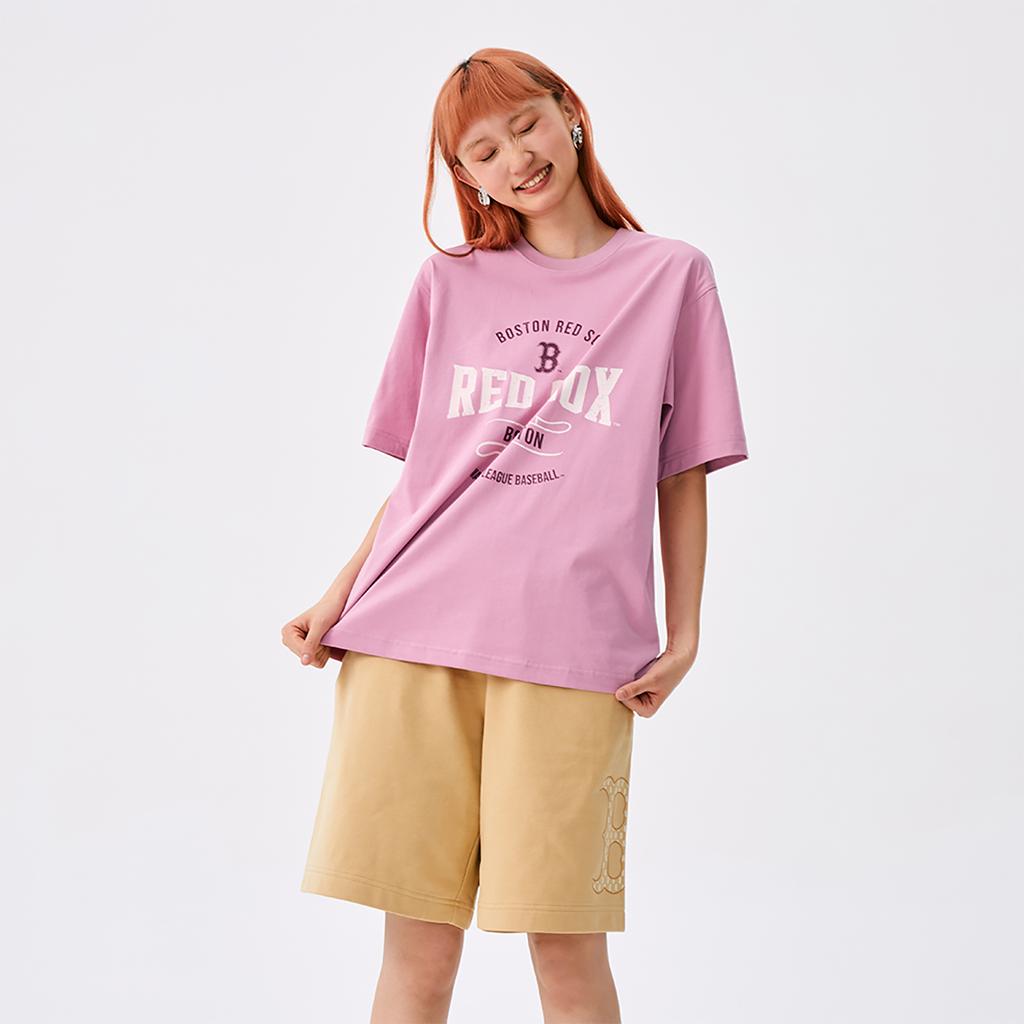 New MLB College Style Series T Shirts Unisex Pink 3ATSV0653-43PKP