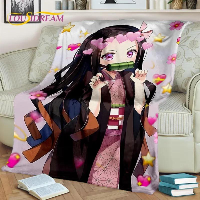 Kamado Nezuko Demon S-Slayer Japan Anime Soft Flannel Blanket для кроватей, спален, диванов, пикников, пледов для детей, отдыха на свежем воздухе