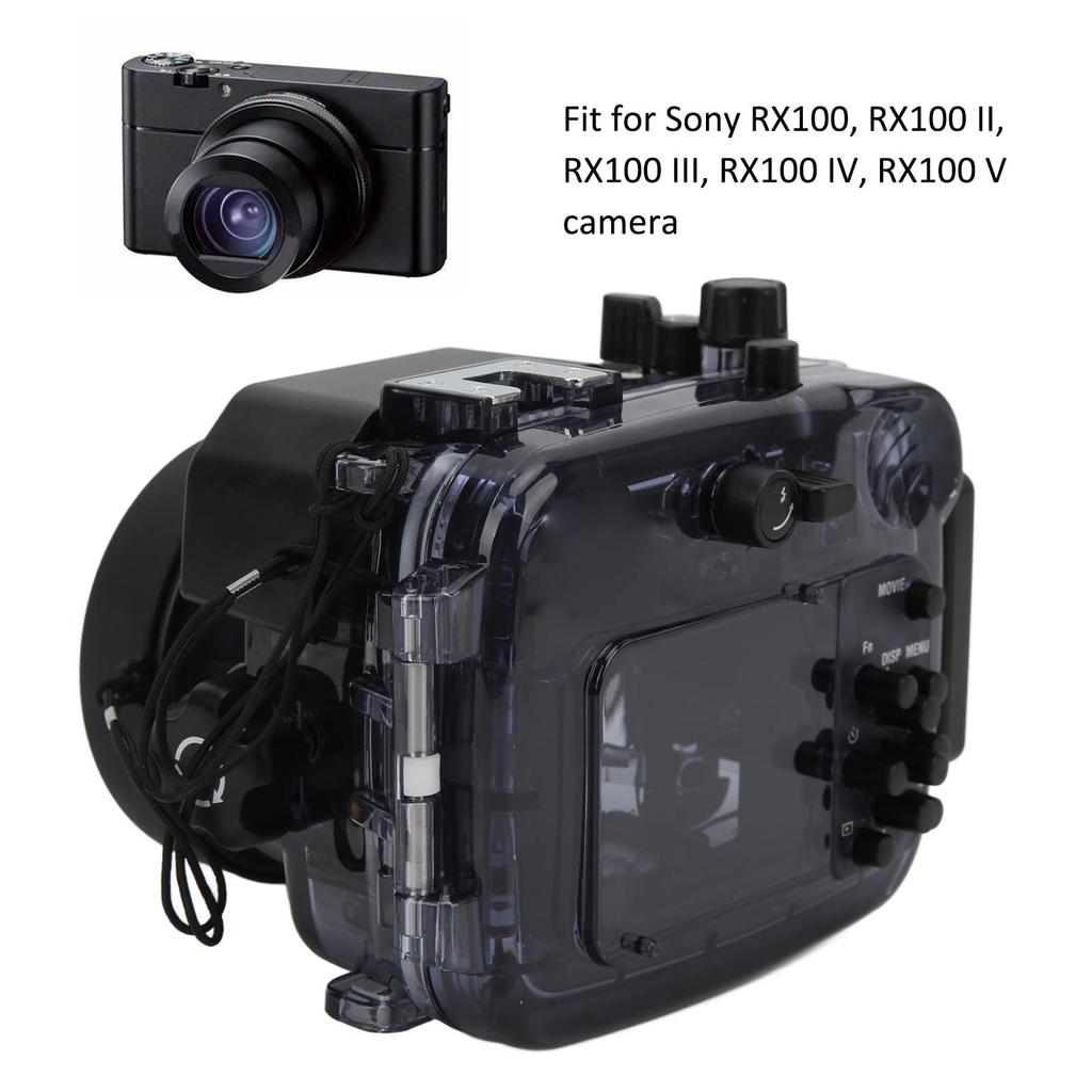 Underwater Waterproof Housing Case Cold Shoe Mount Design Camera Diving Protector for Sony RX100 RX100 II RX100 III RX100V Camera 60m/65.6yd