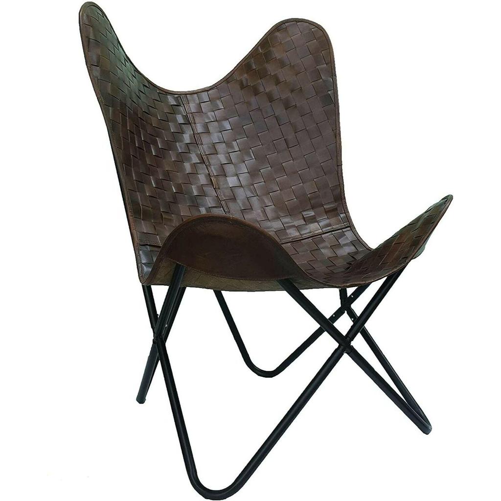Коричневое кресло ручной работы из кожи буйвола для офиса, дома, современной гостиной с акцентом в форме бабочки