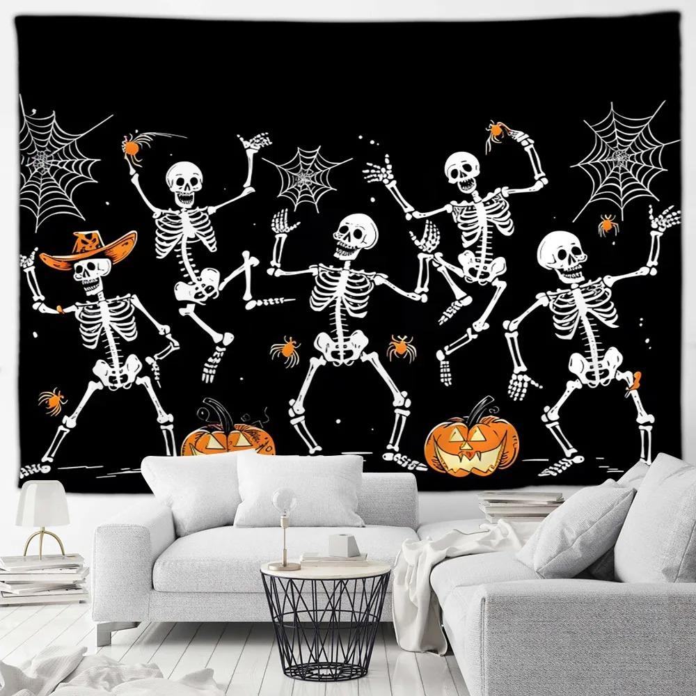 Красный гобелен с черепом и розой, принт с черепом и кровью, декоративный гобелен на Хэллоуин для дома, гостиной, комнаты, декоративная настенная подвеска