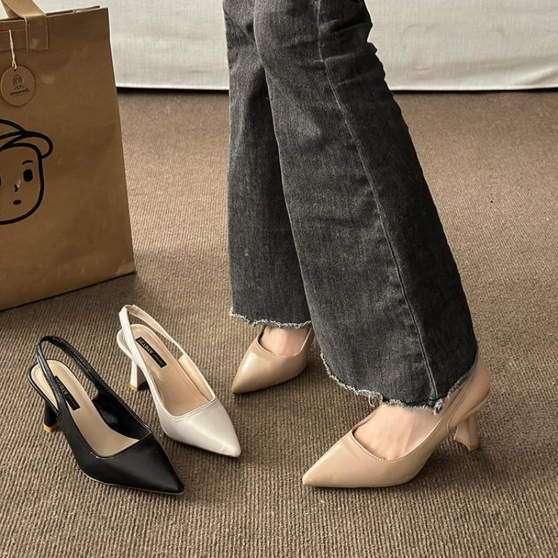 Pointed Thin Heel Empty Shoes Summer New Versatile High Heel Single Shoes Temperament Fashion Sandals Women