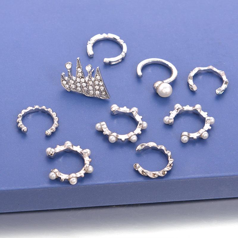Богемные серьги-клипсы 9 шт. Персонализированные серьги-кольца Корона Комбинированные серьги