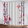 Room Curtain 3D Colourful Butterfly Flowers Curtain Custom Bedroom Living Room Studio Window Curtain Grommet Top 2 Panel