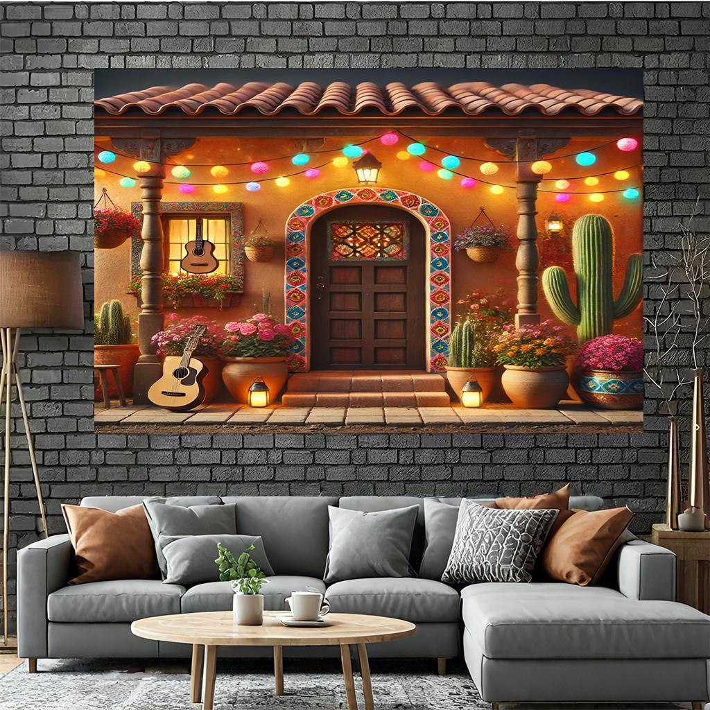 Background fabric Mexican style polyester background fabric suitable for living room decoration and bedroom decoration
