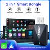 XUDA 2in1 Mini Carplay Android Auto Wireless Adapter Wireless Carplay Adapter for OEM Wired Carplay Android Auto Cars, USB/USB-C