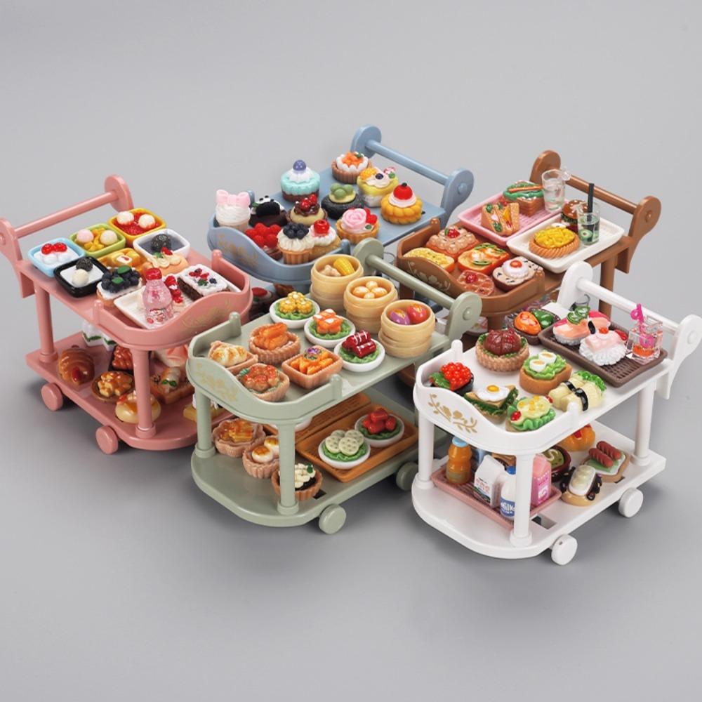 With Food Model Dollhouse Food CartsMini Dinnerware Food and Play Small Food Cart Home Decor