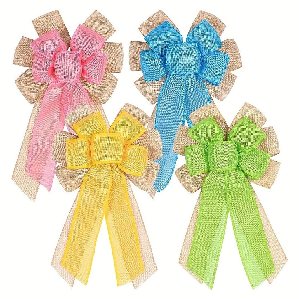 Красочный многослойный бант из мешковины летний венок декоративное подвесное домашнее украшение