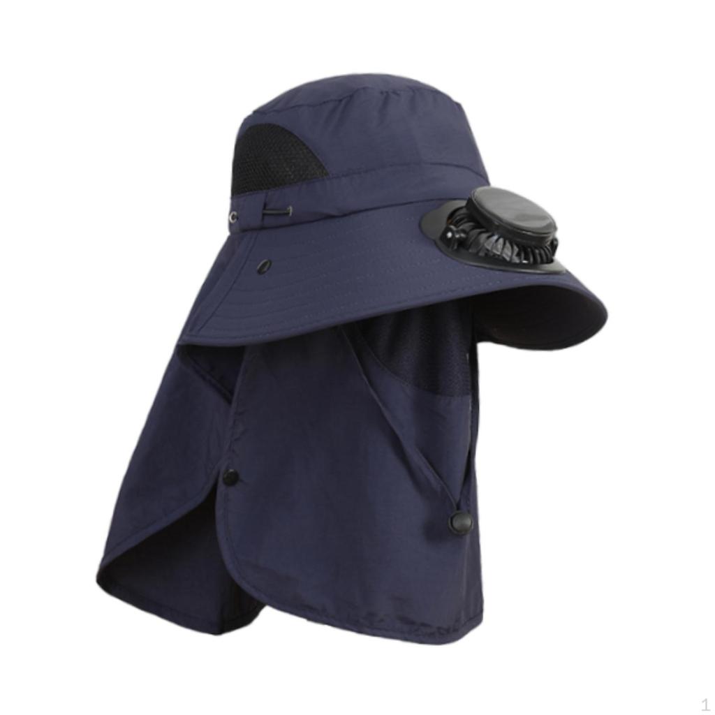 Outdoor Hat with Fan Bucket Lightweight Breathable Wide Brim Sun Protection