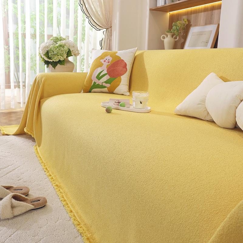 Современный минималистичный чехол на диван из шенилла в елочку, всесезонное нескользящее одеяло