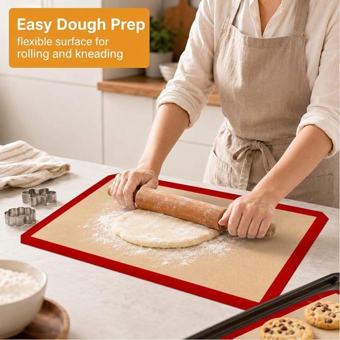 Lot de 2 tapis de cuisson en silicone réutilisables antiadhésifs pour four, fibre de verre, jusqu'à 230 °C