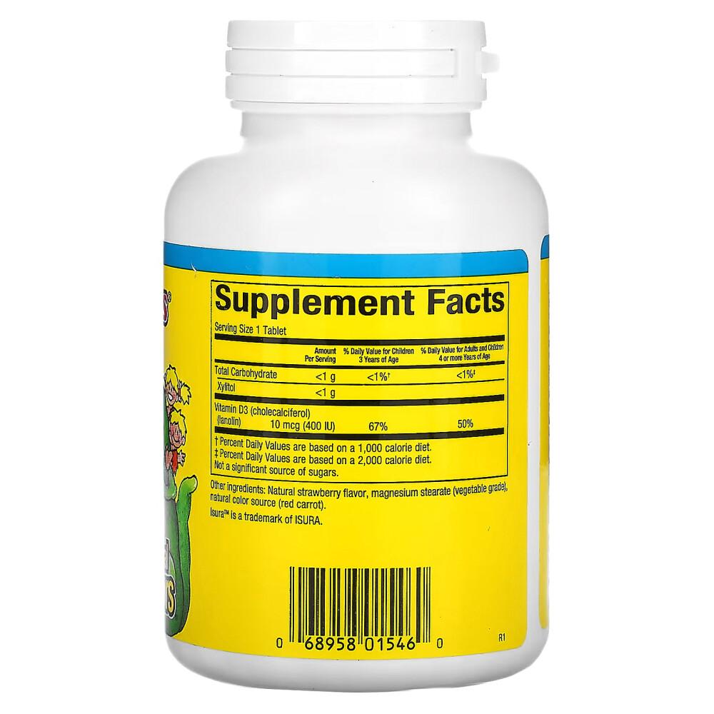 Natural Factors Big Friends Chewable Vitamin D3 Berry Bunch 10mcg, 250 Tablets (2-Pack)