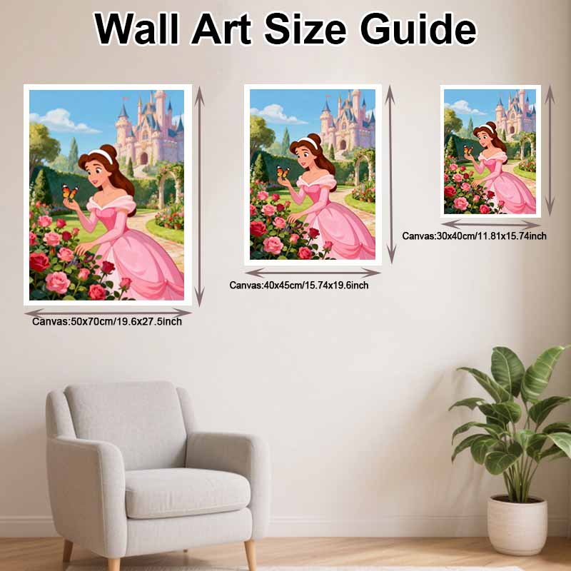 Disney diamond art painting kit diamond Princess Belle butterfly roses garden, wall art crafts, home room decoration