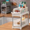 2 Tier Sliding Cabinet Basket Kitchen Organizer Under Sink SANawer Mesh Storage Rack with Pull Out SANawers Bathroom Desktop Shelf