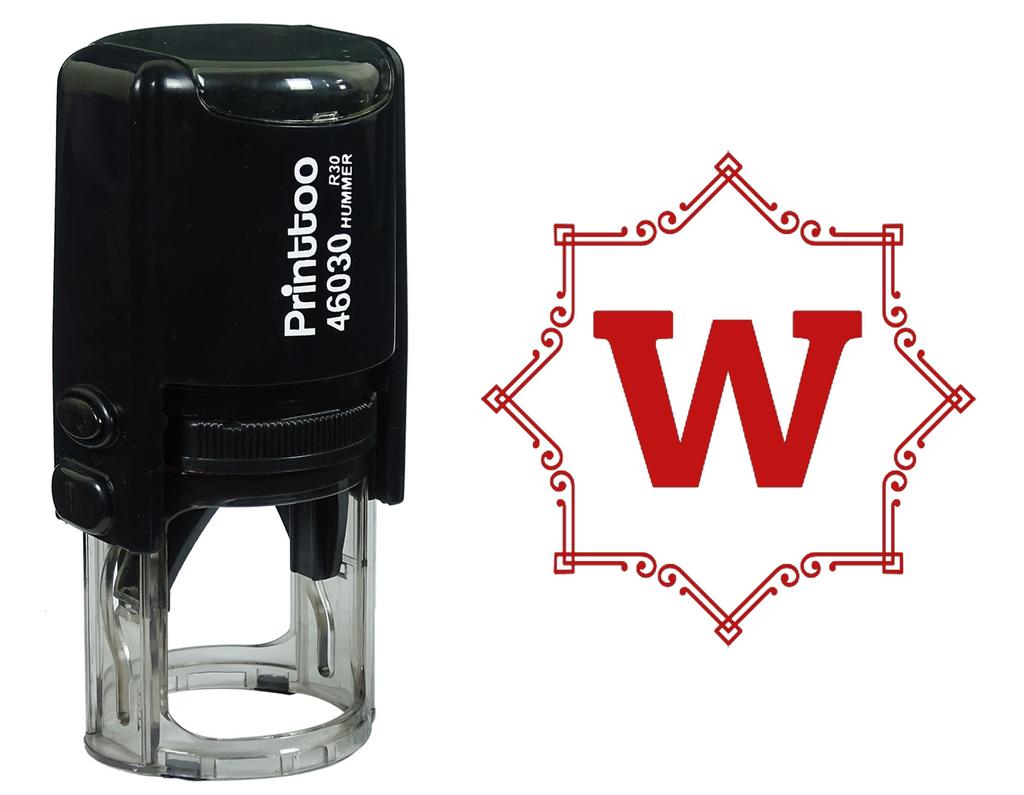 Printtoo Octagon Celtic Swirl Frame Alphabet W Monogram Self Inking Rubber Stamp Office