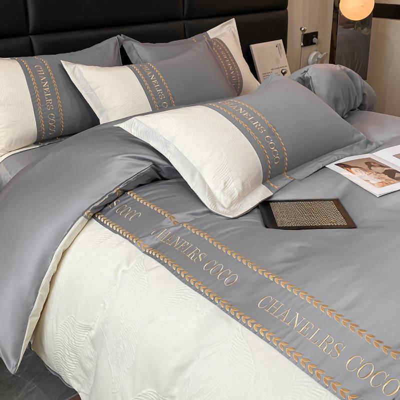 Комплект из четырех предметов из стираного шелкового рельефа с жаккардовым узором Tencel, простыня, пододеяльник