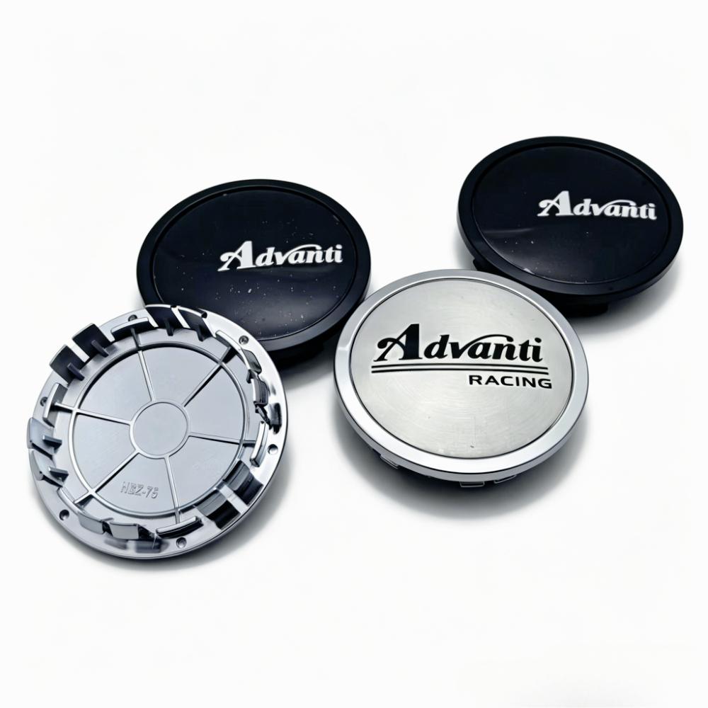 4pcs Advanti Racing Logo Badge Car Wheel Center Caps 75MM Clips 65MM Rim Hubcaps Dust Cover Wheels Hub Dust Cap Car Accessories