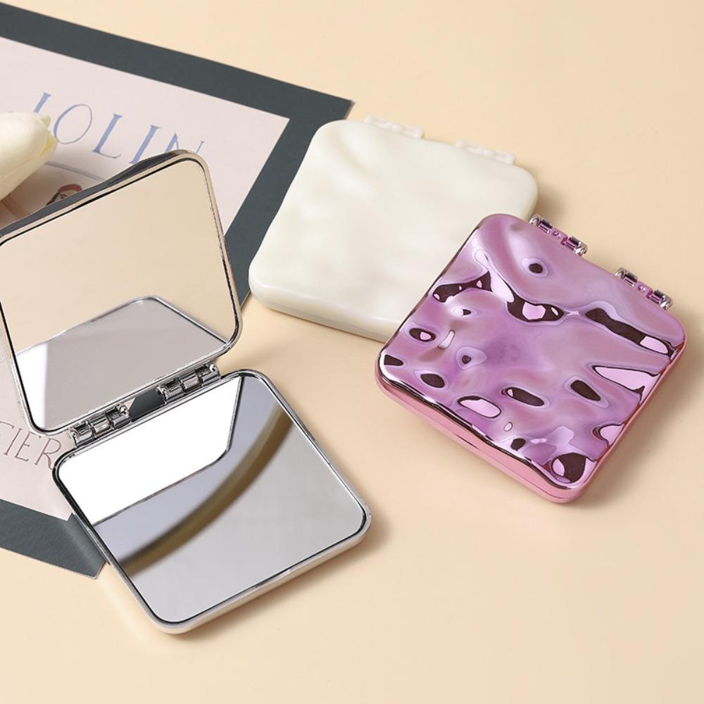 Square Portable Hand Mirrors Double-sided Compact Pocket Mirror  Outdoor