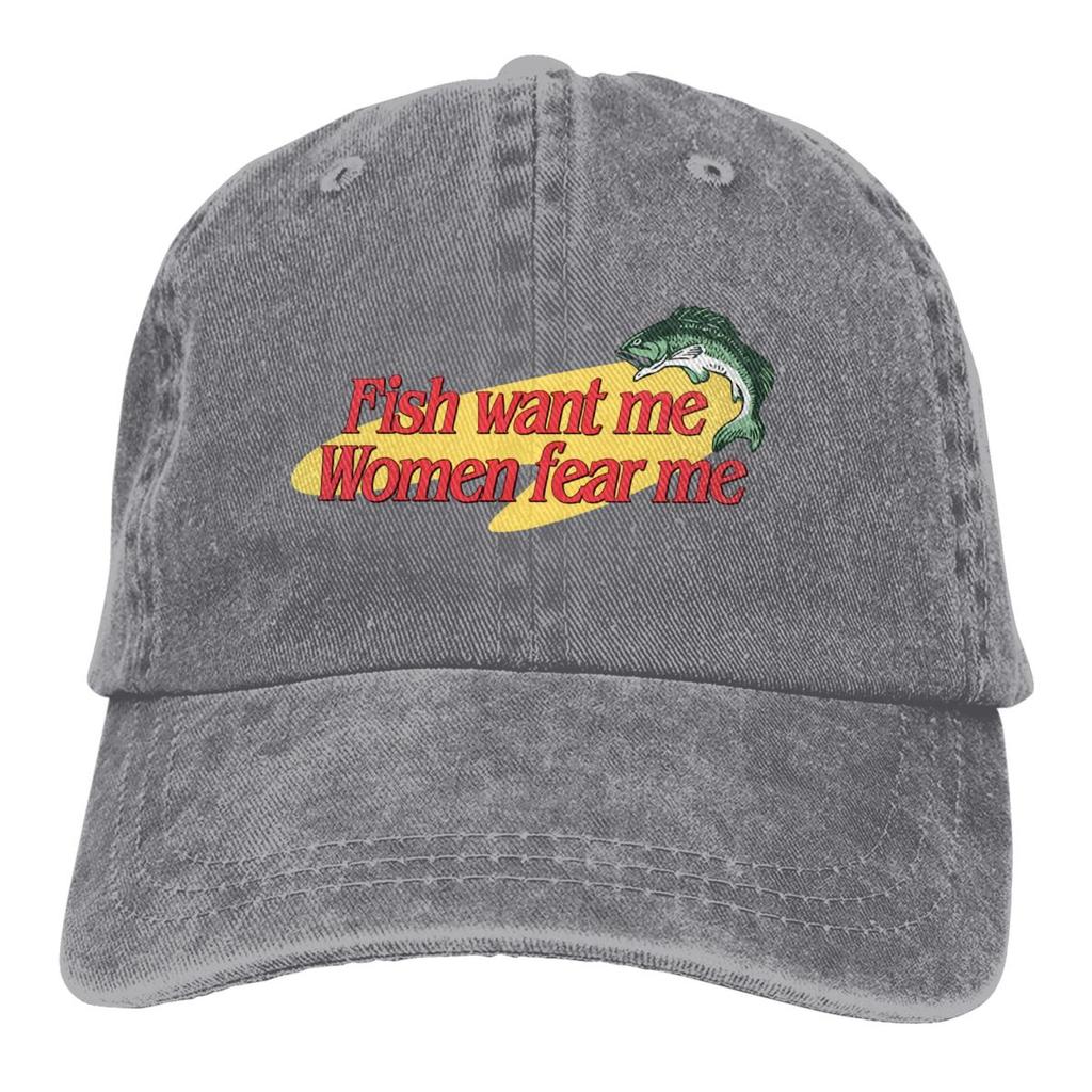 Fish Want Me Women Fear Me Classic Baseball Caps Peaked Cap Fish Go Fishing FisherUnisex Sun Shade Hats for Unisex Women