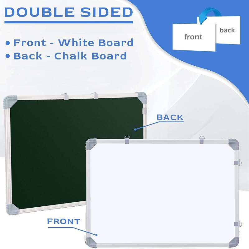 Eduway 2X2 Feet Kunj Non-Magnetic Double-Sided White Board And Chalkboard Combo With 1 Marker And 1 Duster | Ideal Use F
