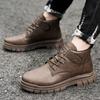 Fashion Men's Casual Boots Spring and Autumn British Workwear Boots Non Slip Soft Sole Comfort Outdoor Mid Top Leather Shoes Zapatillas