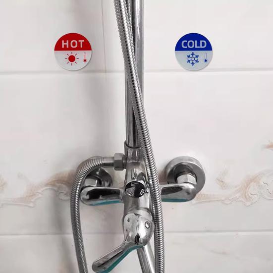 6 шт. самоклеящиеся наклейки для горячих и холодных знаков, удобные для детей круглые водонепроницаемые акриловые этикетки, знаки для предотвращения ожогов, термометр, напоминание о узоре