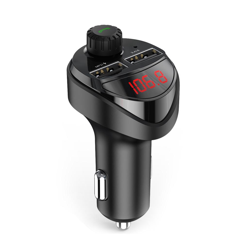 Car Audio MP3 Player Bluetooth-Compatible 4.2 3.4A Car Wireless FM Transmitter Audio MP3 Player LCD Digital Display Quick Charge