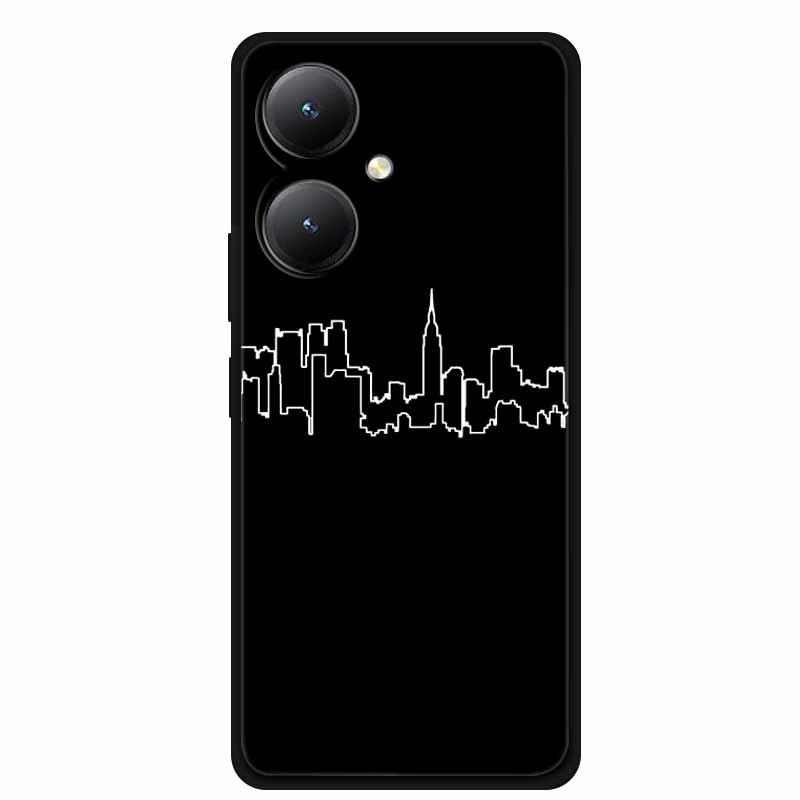Черный мягкий чехол из ТПУ для телефонов Y27 4G, Y35, Y35m+, Y55T 5G - Дизайн с перекрестными линиями