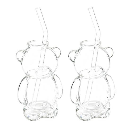 Yousheng 320ml Water Cup Bear Shape Glass Mug Heat-Resistant High Borosilicate Glass Coffee Tea Juice Drinking Bottle