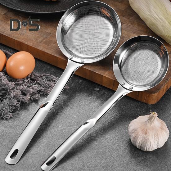 Ложка-скиммер из нержавеющей стали, мелкоячеистое сито, дуршлаг с длинной ручкой, универсальный кухонный инструмент для кухни