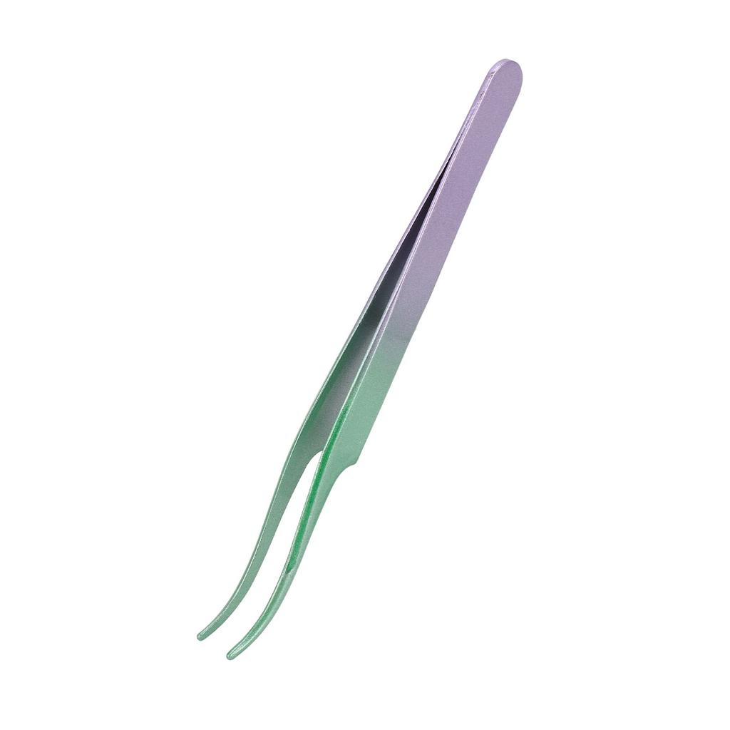 Пинцеты для ресниц из нержавеющей стали, плотно смыкающиеся, изогнутые пинцеты для наращивания ресниц, зеленый фиолетовый градиент