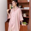 Ice Silk Jacquard Shirt Dress Nightdress: 2024 Spring/Autumn Collection