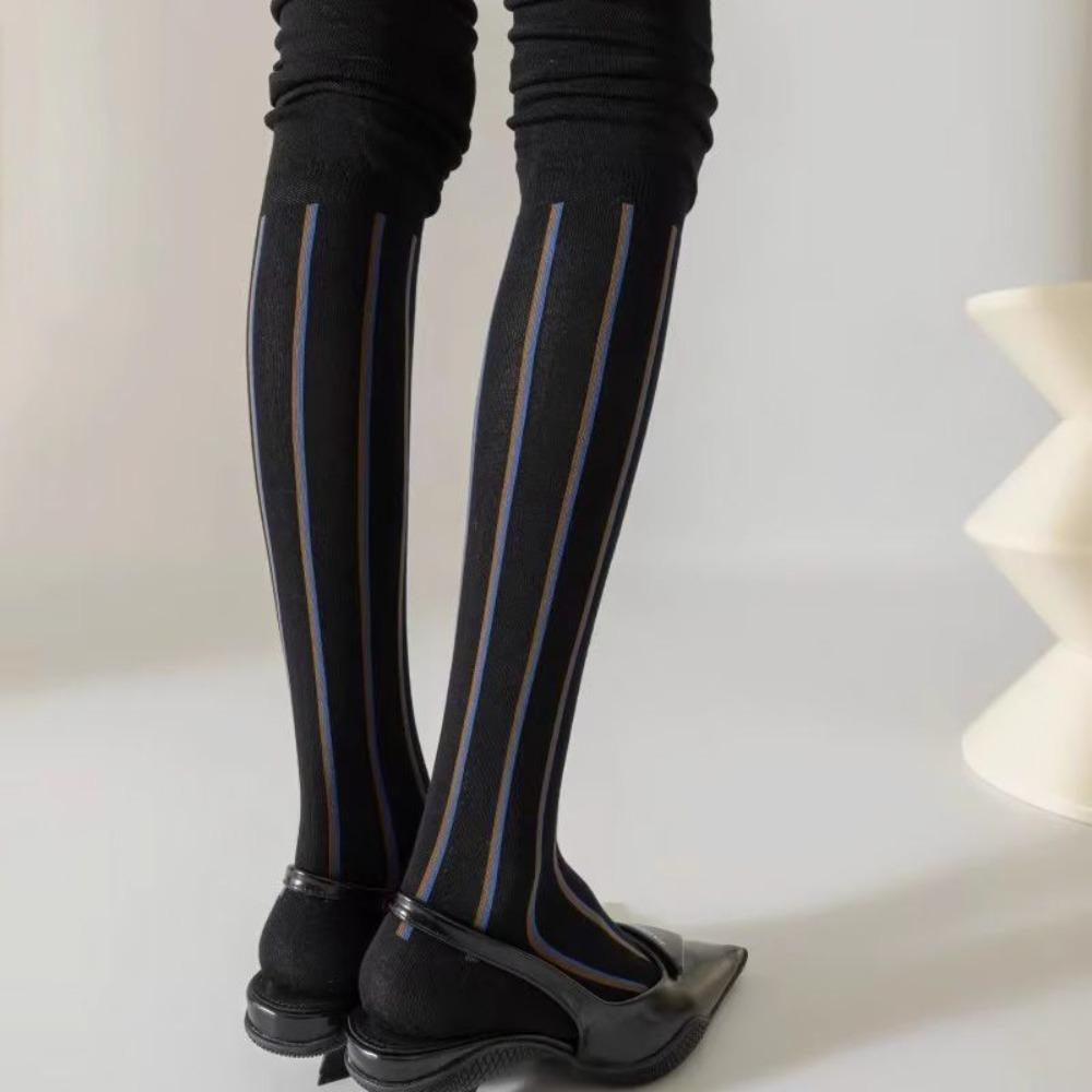 Vertical Stripes Thigh High Socks Loose Mouth High Socks Knee Length Stockings Autumn/Winter