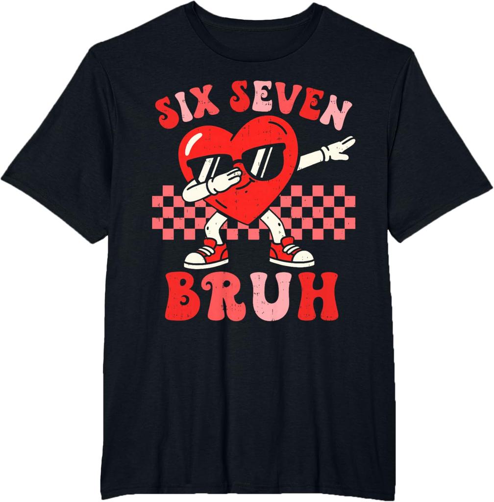 2026 New Six Seven Meme Cool Valentines Day TShirt Mens and Womens Pure Cotton TShirt Fashion Casual Couples Clothing