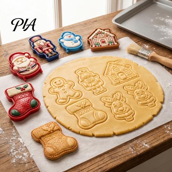 Elk Fondant Cutter Christmas Cookie Cutter, Push Type Integrated Baking Mold, Plastic Gingerbread Man Mold Clay Decorating Tool for Holiday