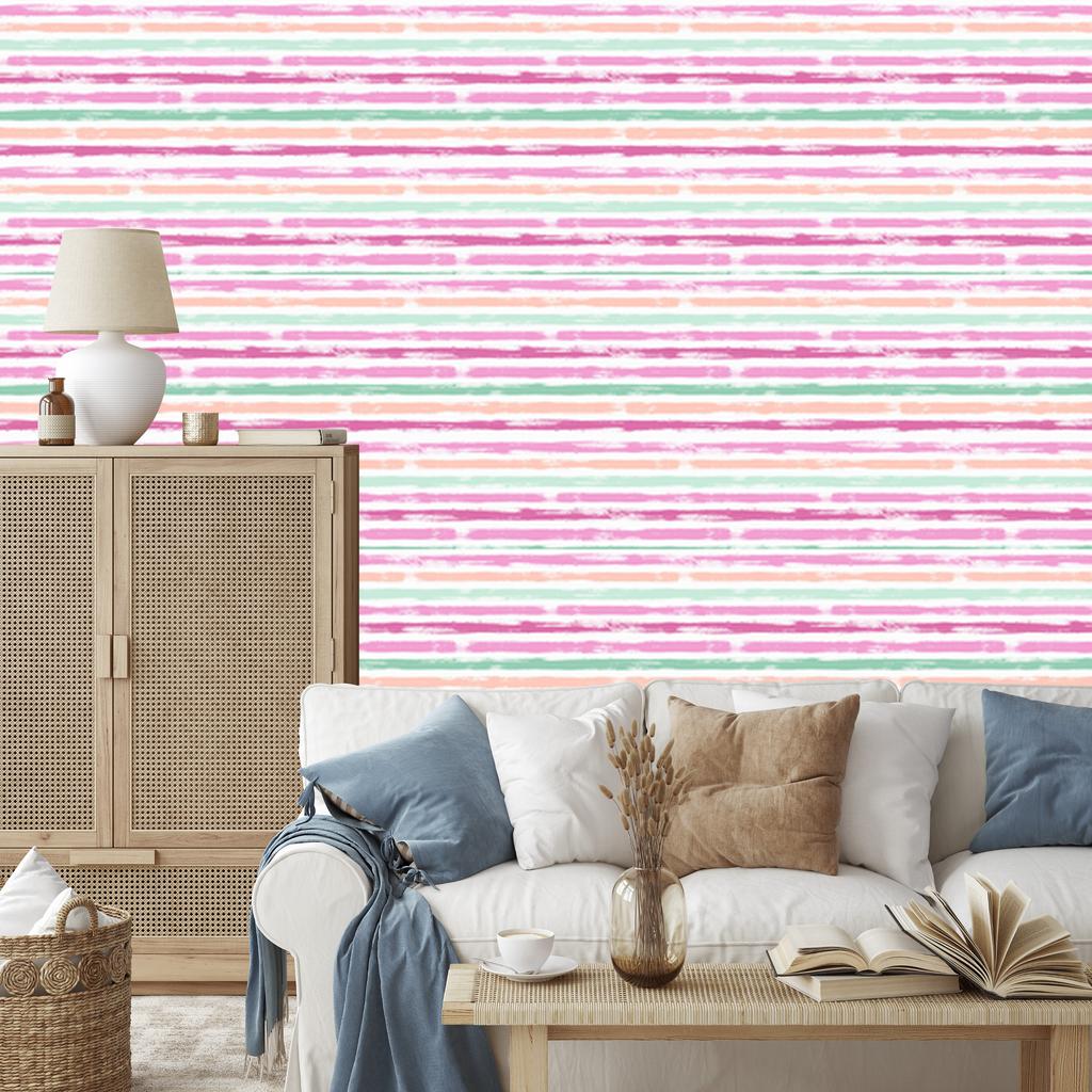 Colorful classic and striped wallpaper for living room and bedroom 50x1000