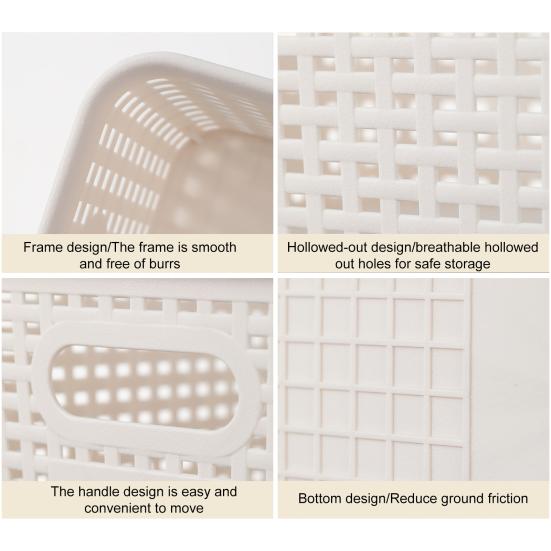 1/6Pcs Storage Baskets with Lid Large Capacity Hollow Breathable Design Stackable Decorative Storage Bin Toys Container