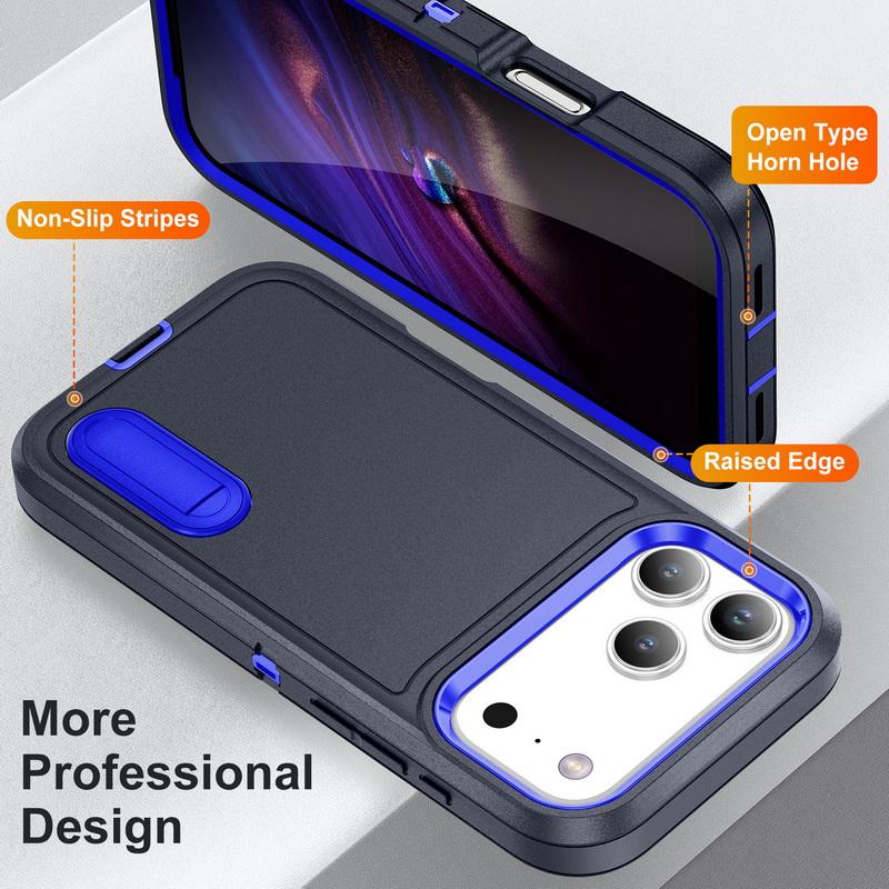 Для iPhone 17 Pro Max Чехол Прочный Бампер Гибридный 3-в-1 Конфетный Цвет Ударопрочный Подставка для Телефона Чехол Для iPhone 16 15 14 13 Pro Max 17e 16e