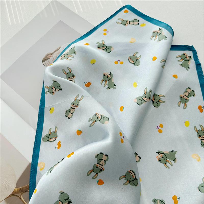 53*53cm Square Silk Scarf Women's Fashion Printed Small Neck Scarf Office Women's Hair Belt Folar Handkerchief Women's Handkerchief Scarf