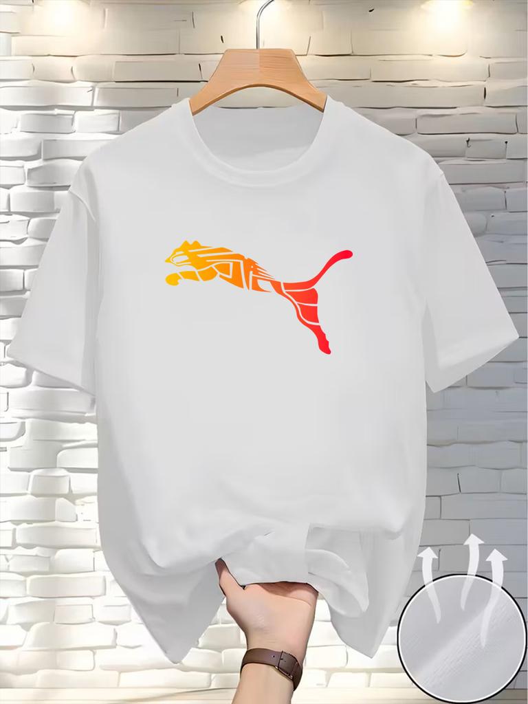 Summer Fashion Fox Leopard Print 3D Printed T-shirt Luxurious High-quality Men's Round Neck Top Casual Trend Fitness Sweatshirt