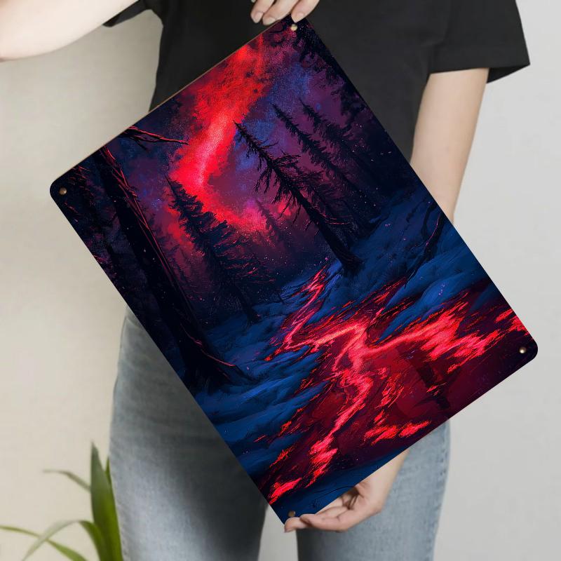 Custom Fantasy Forest Glowing River Metal Iron Painting Home Wall Decor Art Hanging