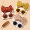 Fashion Baby Hair Glasses Accessories Set Nylon Bows Headband for Newborn Girl Lovely Hairclips Babe Sunglasses Headwear Sets